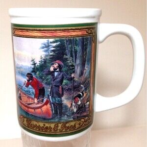 Vintage Currier and Ives Decorated Coffee Cup Mug Tea Cup Big 12 oz